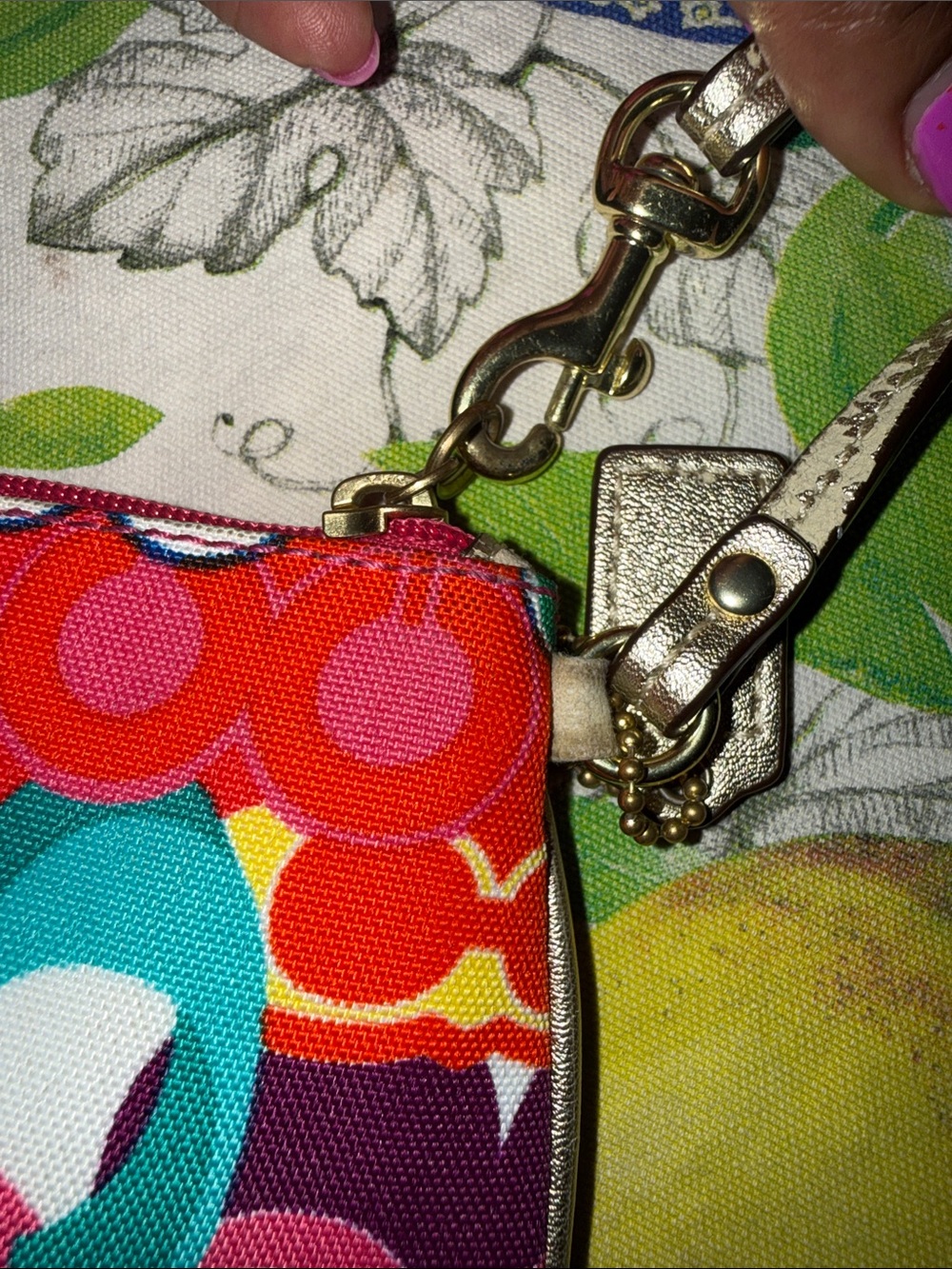 Coach Multicolor Graphic Signature Wristlet - Picture 9 of 9